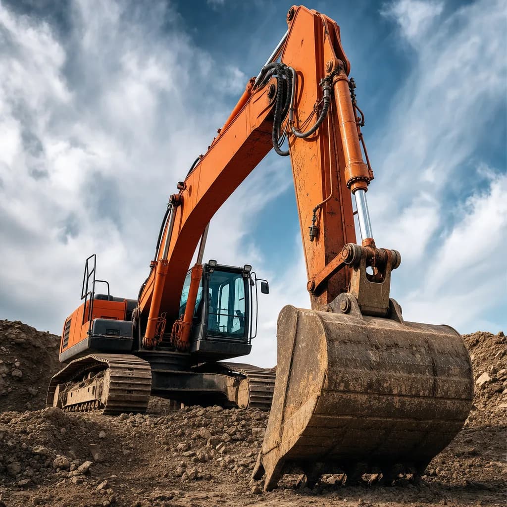 Heavy excavator on a construction site